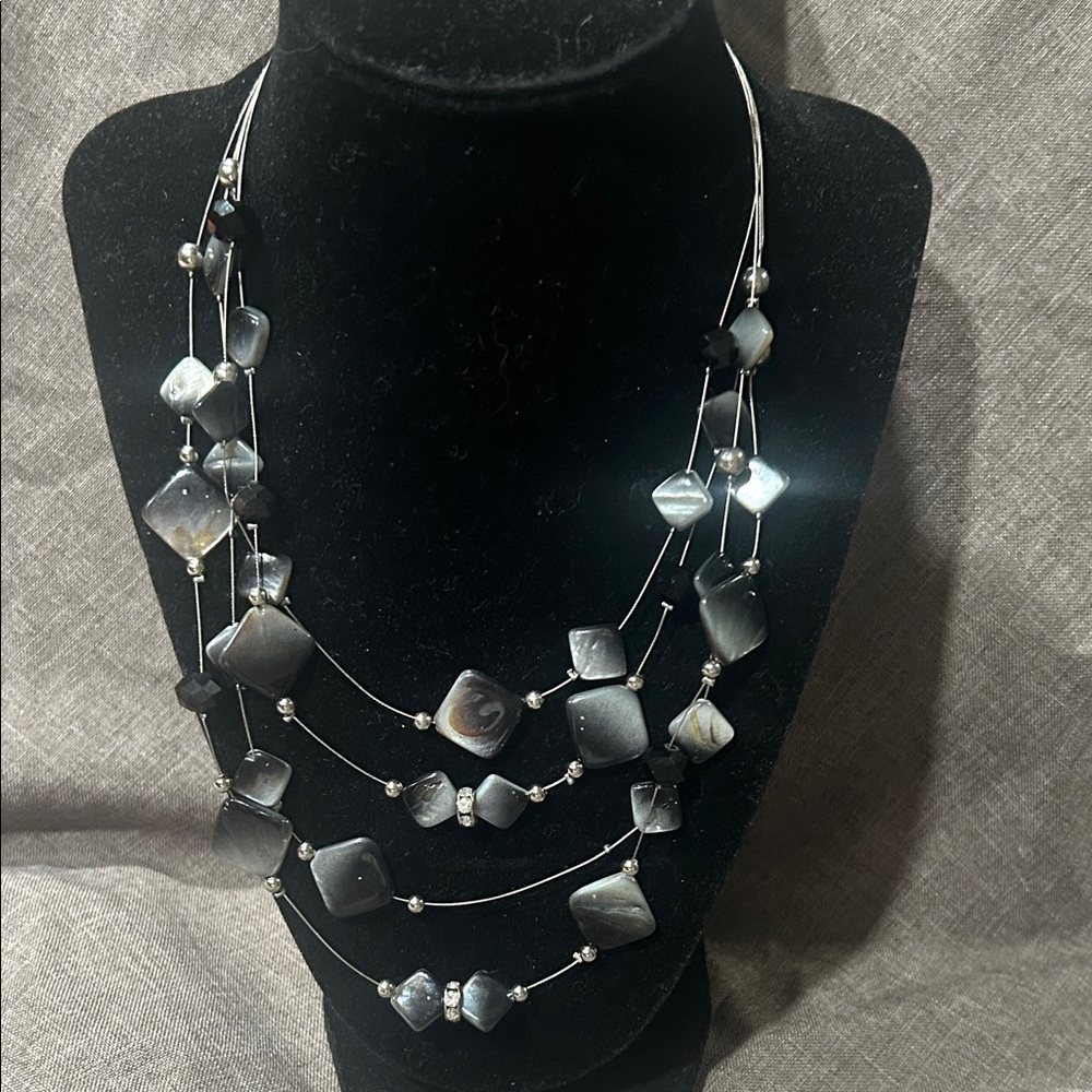 Croft & Barrow Black and Silver Multi-Layer Necklace